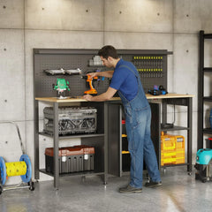 AECOJOY 60’’ Workbench and Garage Cabinet Storage System 2000LBS Heavy Duty Work Bench Table