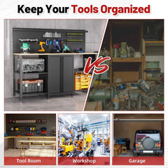 AECOJOY 60’’ Workbench and Garage Cabinet Storage System 2000LBS Heavy Duty Work Bench Table