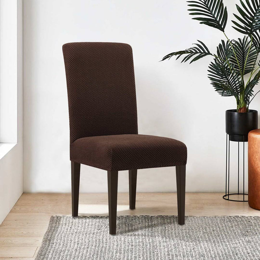 Stretch Raised Dots Box Cushion Dining Chair Slipcover Winston Porter Color Chocolate