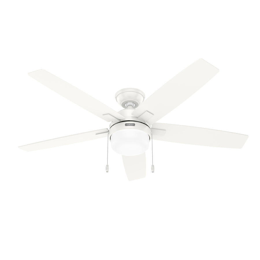 Hunter 52487 52 in. Anisten Fresh White Ceiling Fan with LED Light Kit & Pull Chain